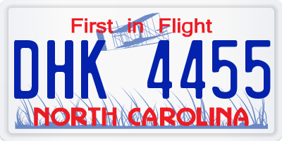 NC license plate DHK4455