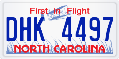 NC license plate DHK4497