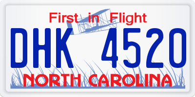 NC license plate DHK4520