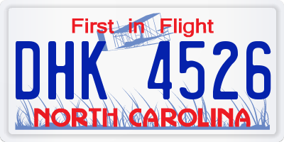 NC license plate DHK4526