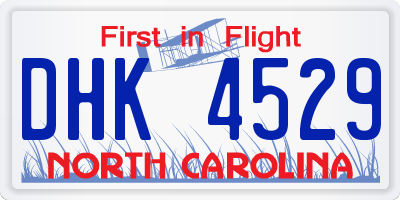 NC license plate DHK4529