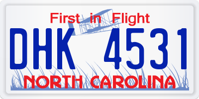 NC license plate DHK4531