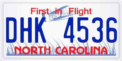 NC license plate DHK4536