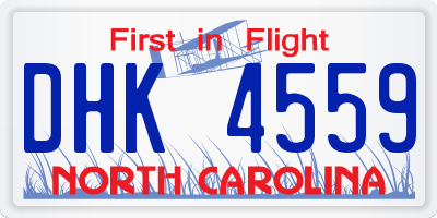 NC license plate DHK4559