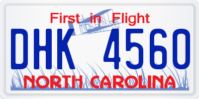 NC license plate DHK4560