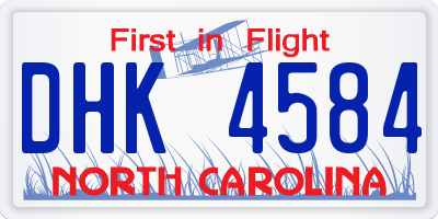 NC license plate DHK4584