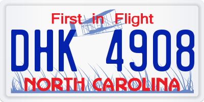 NC license plate DHK4908