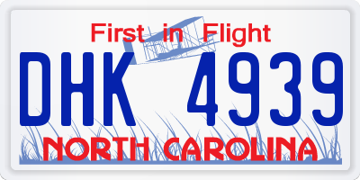 NC license plate DHK4939