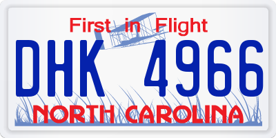 NC license plate DHK4966