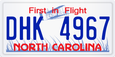 NC license plate DHK4967