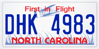 NC license plate DHK4983