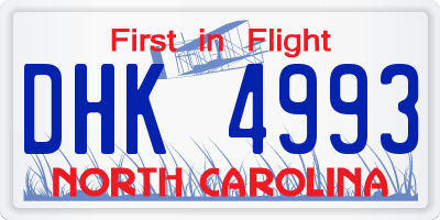 NC license plate DHK4993