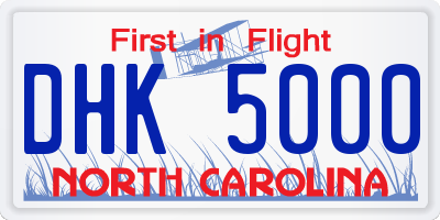 NC license plate DHK5000