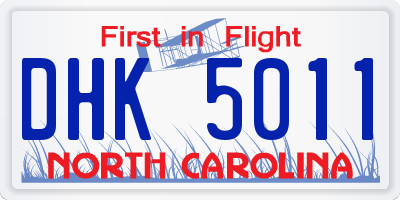 NC license plate DHK5011