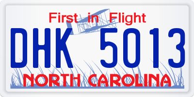 NC license plate DHK5013