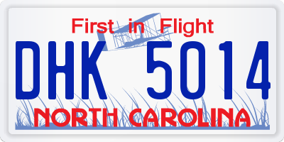 NC license plate DHK5014