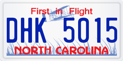 NC license plate DHK5015