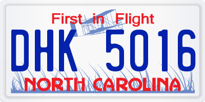NC license plate DHK5016