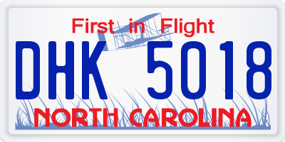 NC license plate DHK5018