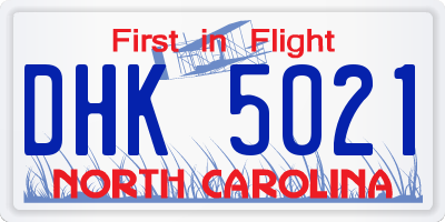 NC license plate DHK5021