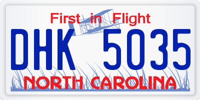 NC license plate DHK5035