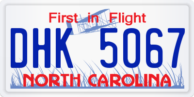 NC license plate DHK5067