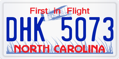 NC license plate DHK5073