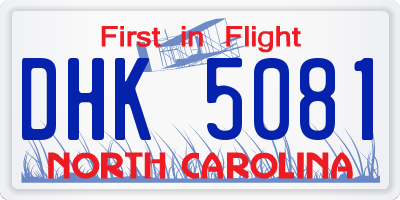 NC license plate DHK5081