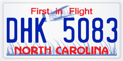 NC license plate DHK5083