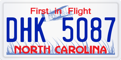 NC license plate DHK5087