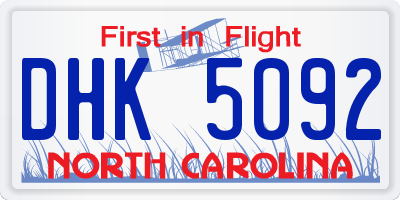 NC license plate DHK5092