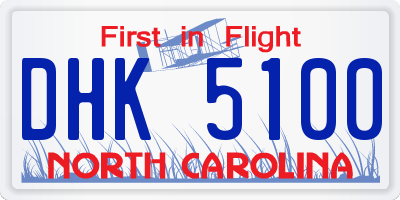 NC license plate DHK5100