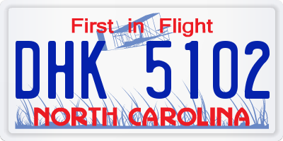 NC license plate DHK5102