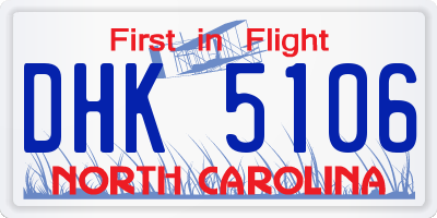 NC license plate DHK5106