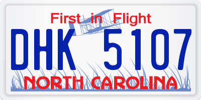 NC license plate DHK5107