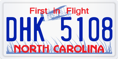 NC license plate DHK5108