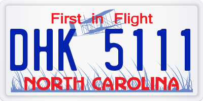 NC license plate DHK5111