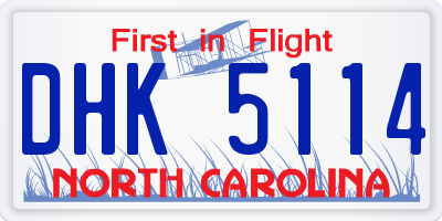 NC license plate DHK5114