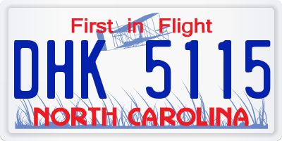 NC license plate DHK5115