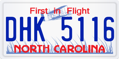 NC license plate DHK5116