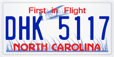 NC license plate DHK5117