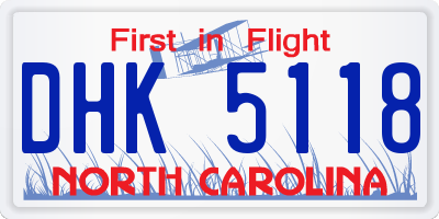 NC license plate DHK5118