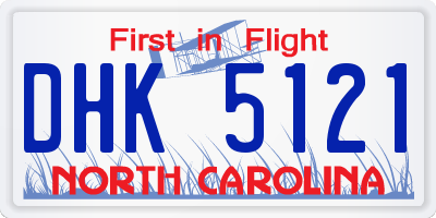 NC license plate DHK5121