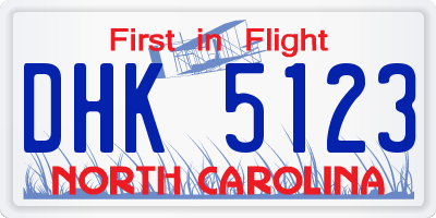 NC license plate DHK5123