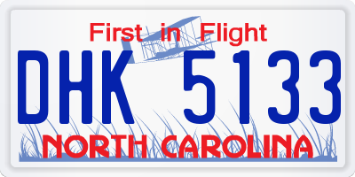 NC license plate DHK5133
