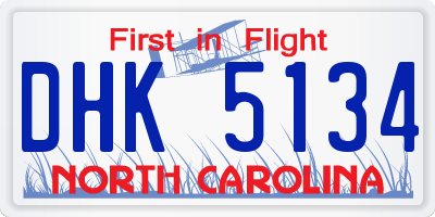 NC license plate DHK5134