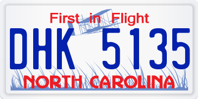 NC license plate DHK5135