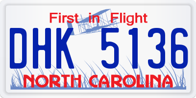 NC license plate DHK5136