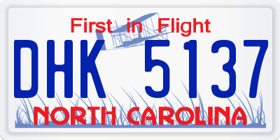 NC license plate DHK5137