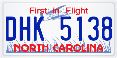 NC license plate DHK5138